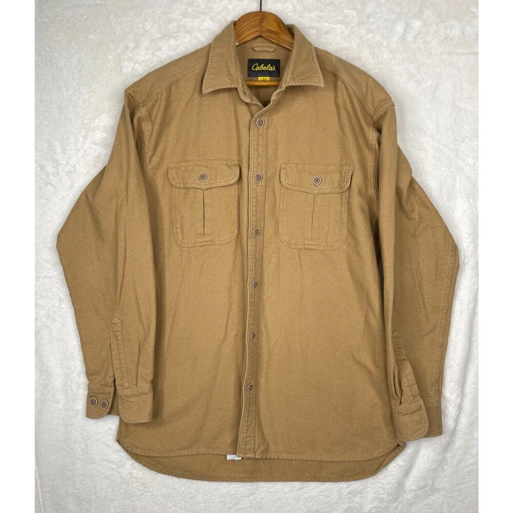 Cabelas Flannel Shirt Mens Large Tall Thick Heavy Cotton